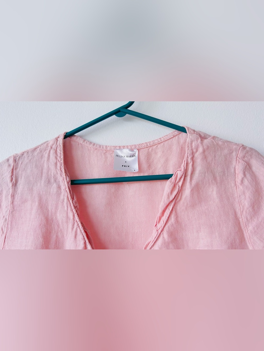 Jillian Harris x Priv Blush Pink Linen Button Up Babydoll Dress size S - Picture 5 of 8